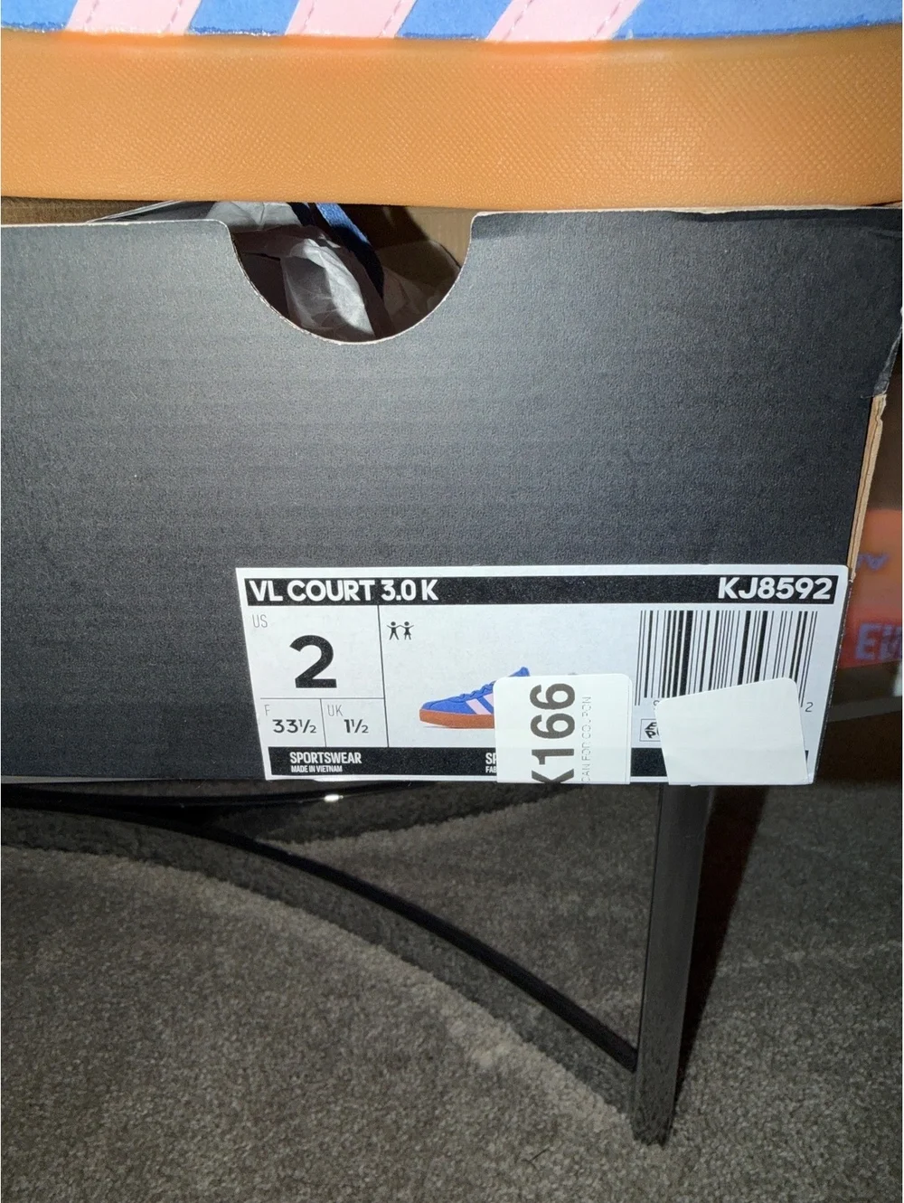 Adidas VL Court 3.0 K Kids Blue Pink Sneakers Size 2 NIB Back to school sneakers